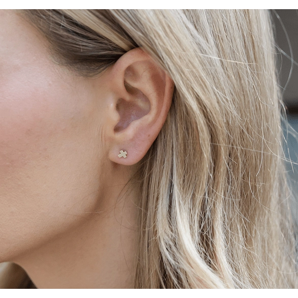 Itty Bitty Cross Studs in 14k Gold-Filled