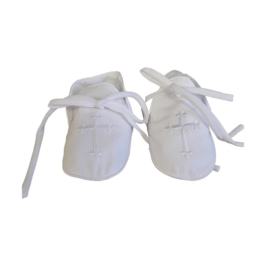 Embroidered Cross Christening Booties