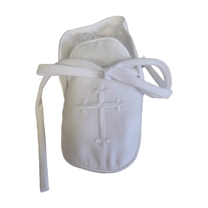 Embroidered Cross Christening Booties