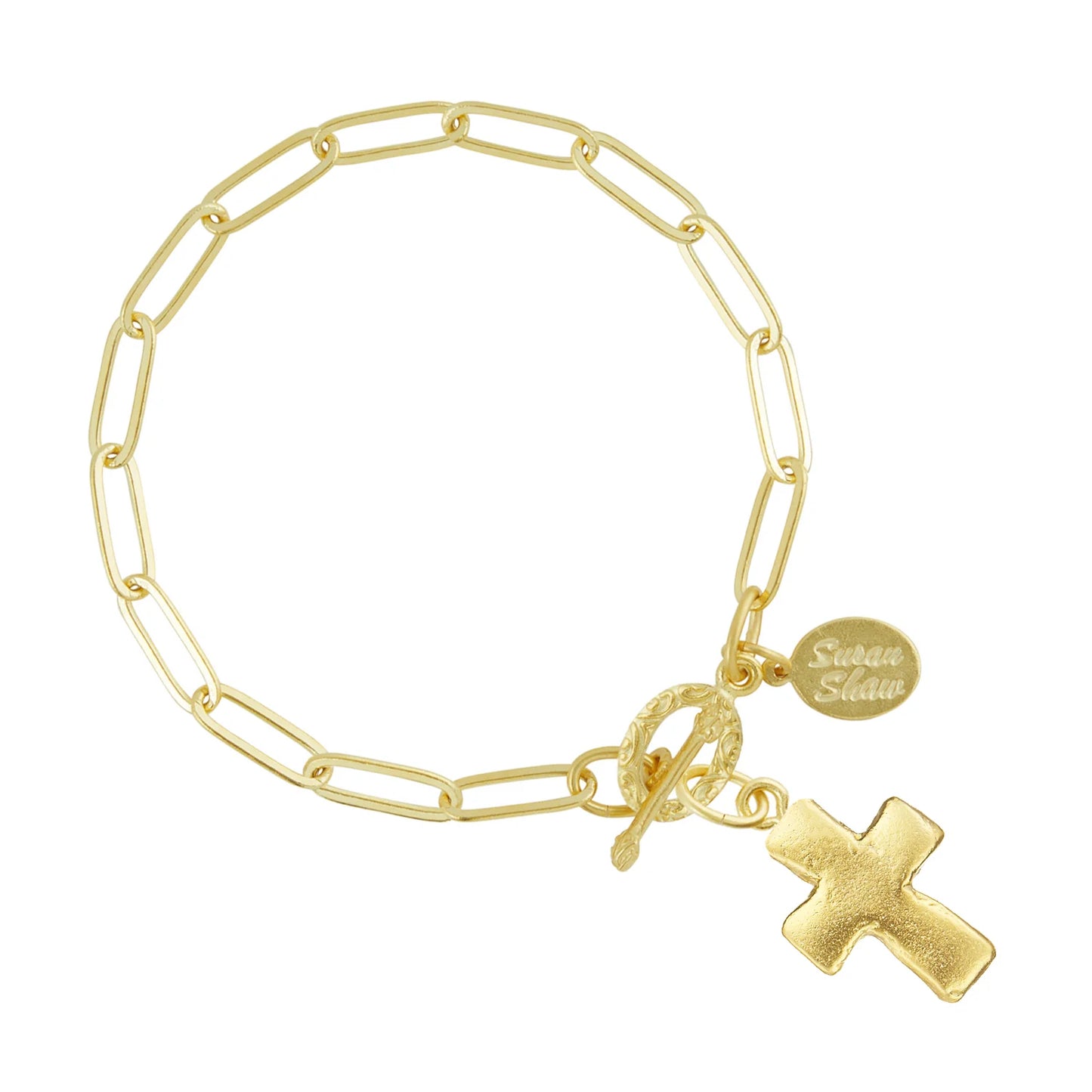Susan Shaw Small Cross Paperclip Bracelet