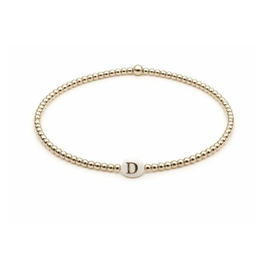 2mm Gold Filled Initial Mother of Pearl Charm Waterproof Bracelet