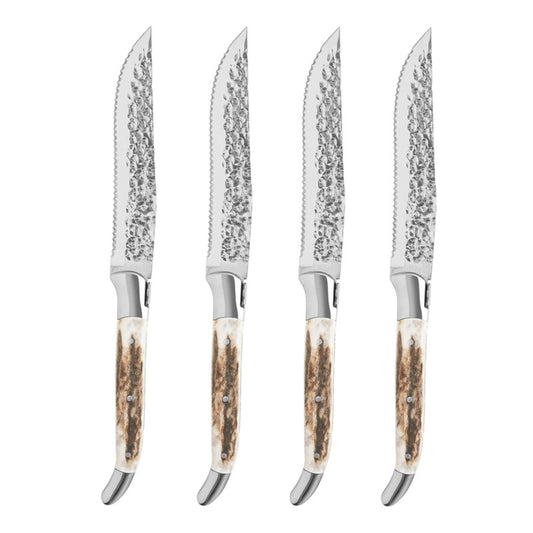 Laguiole Connoisseur BBQ Steak Knives with Deer Horn Handles