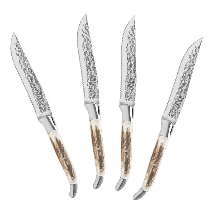 Laguiole Connoisseur BBQ Steak Knives with Deer Horn Handles