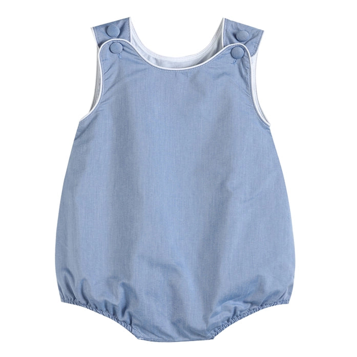 Classic Blue Denim Style Baby Bubble Romper