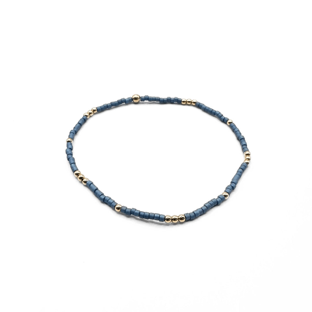 2mm Newport Denim Blue + Gold Filled Waterproof Bracelet