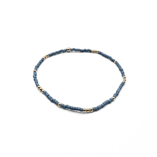 2mm Newport Denim Blue + Gold Filled Waterproof Bracelet