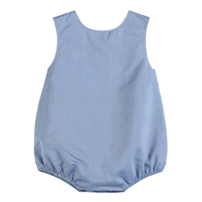 Classic Blue Denim Style Baby Bubble Romper