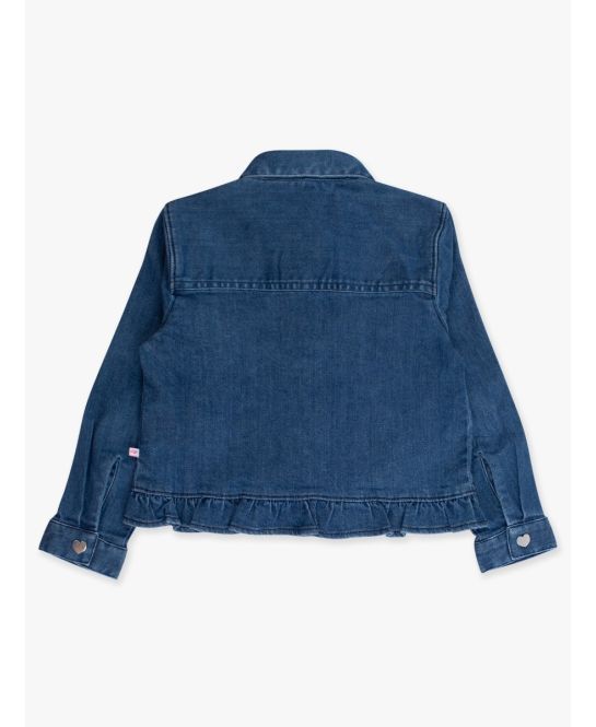 Medium Wash Stretch Denim Ruffle Jacket