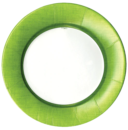 Moss Green Linen Border Paper Dinner Plates