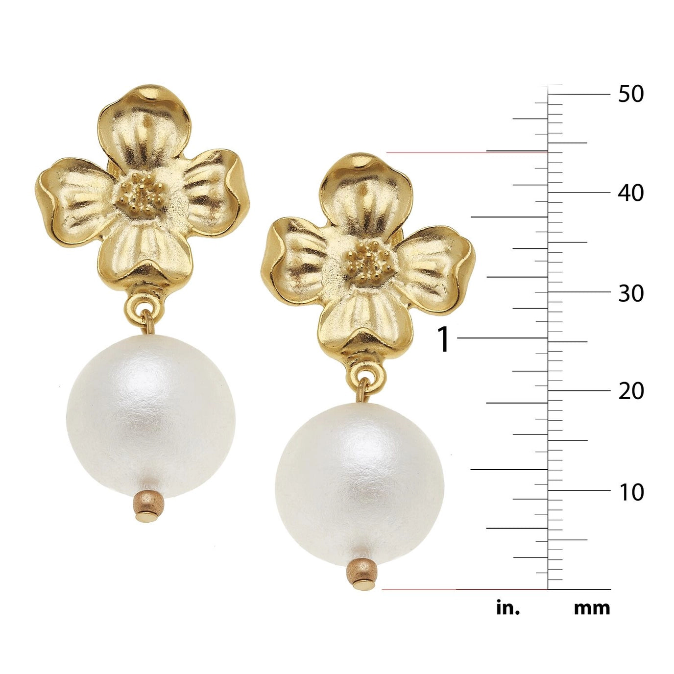 Susan Shaw Dogwood Cotton Pearl Drop Earrings