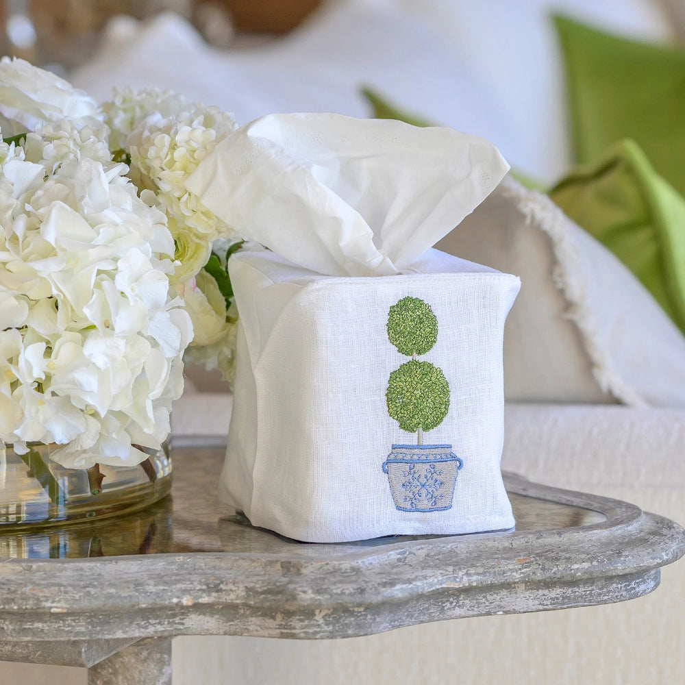 Double Boxwood Topiary Tissue Box Cover