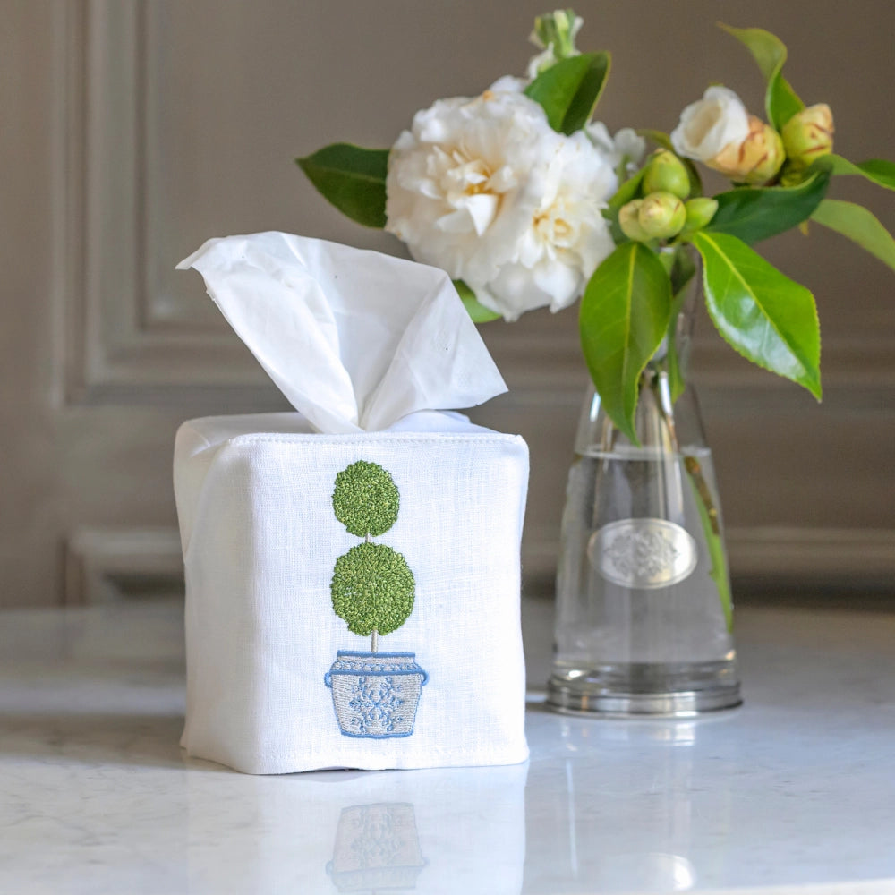 Double Boxwood Topiary Tissue Box Cover