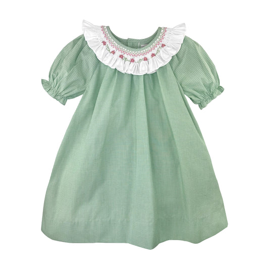Dress with Smocked and Embroidered Collar