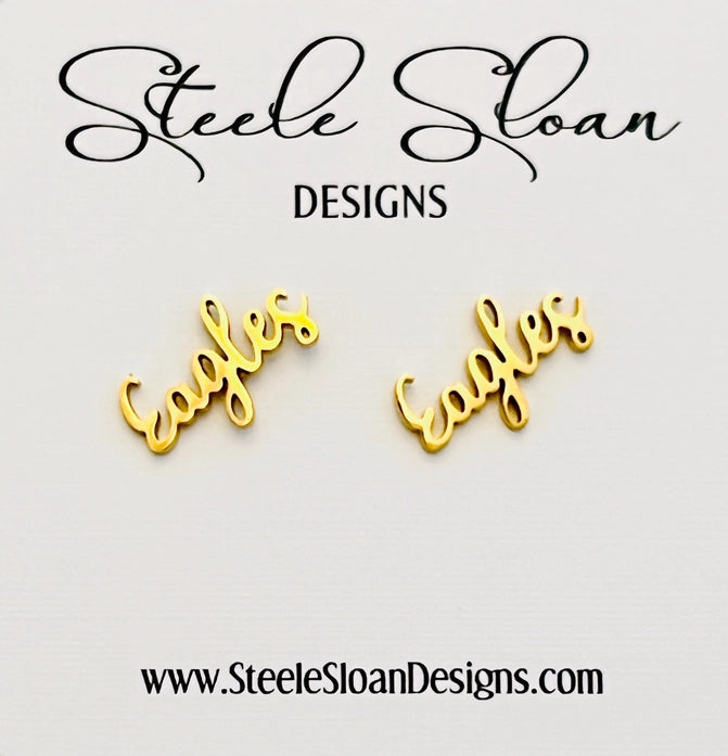 Eagles Gold Stud Earrings