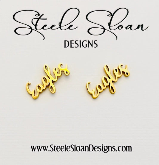 Eagles Gold Stud Earrings