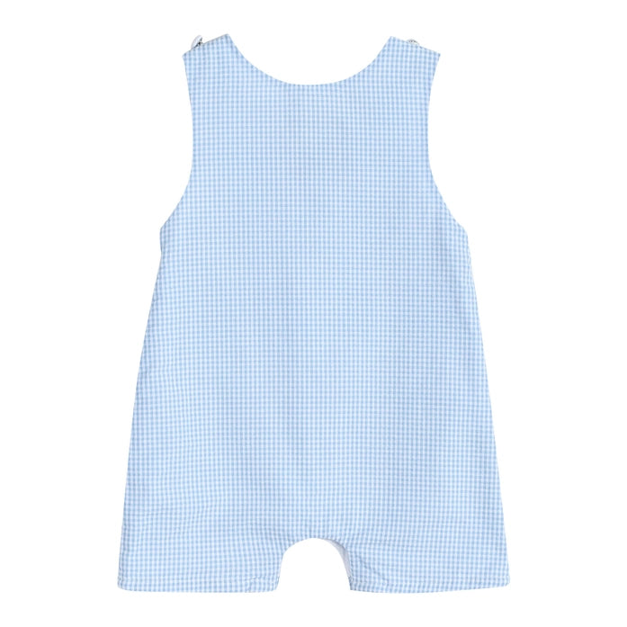 Blue Gingham Easter Bunny Smocked Shortalls