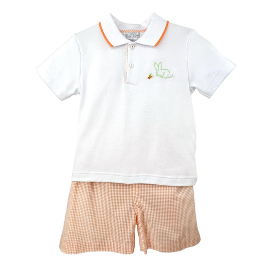 Hand-Embroidered Easter Bunny Shirt & Shorts Set
