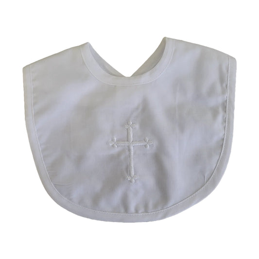 Embroidered Cross Christening Bib