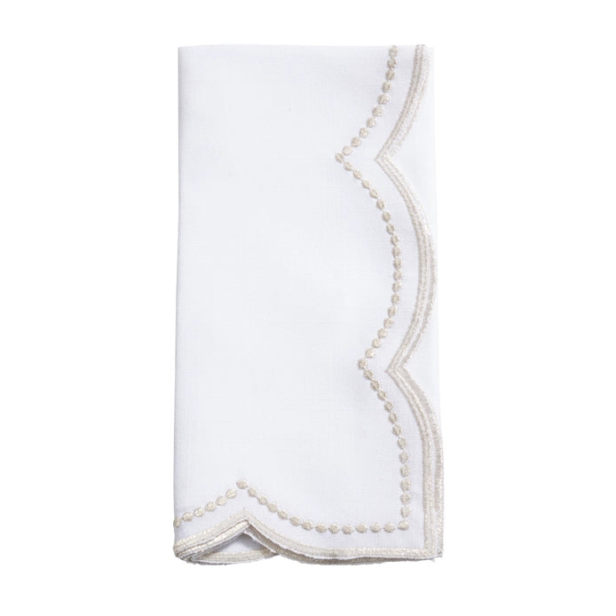 Embroidered Polka Dot Napkin with Scallop Edge