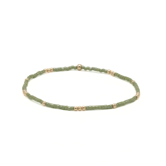 2mm Newport Evergreen + Gold Filled Waterproof Bracelet