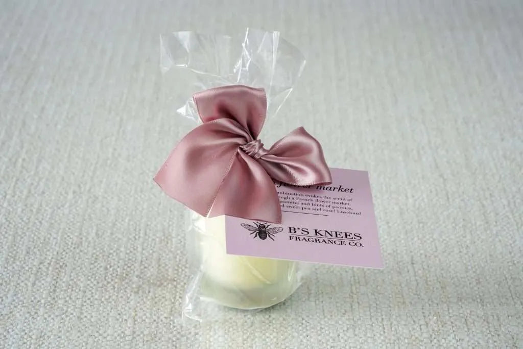 B's Knees French Flower Market White Frosted Glass Votive