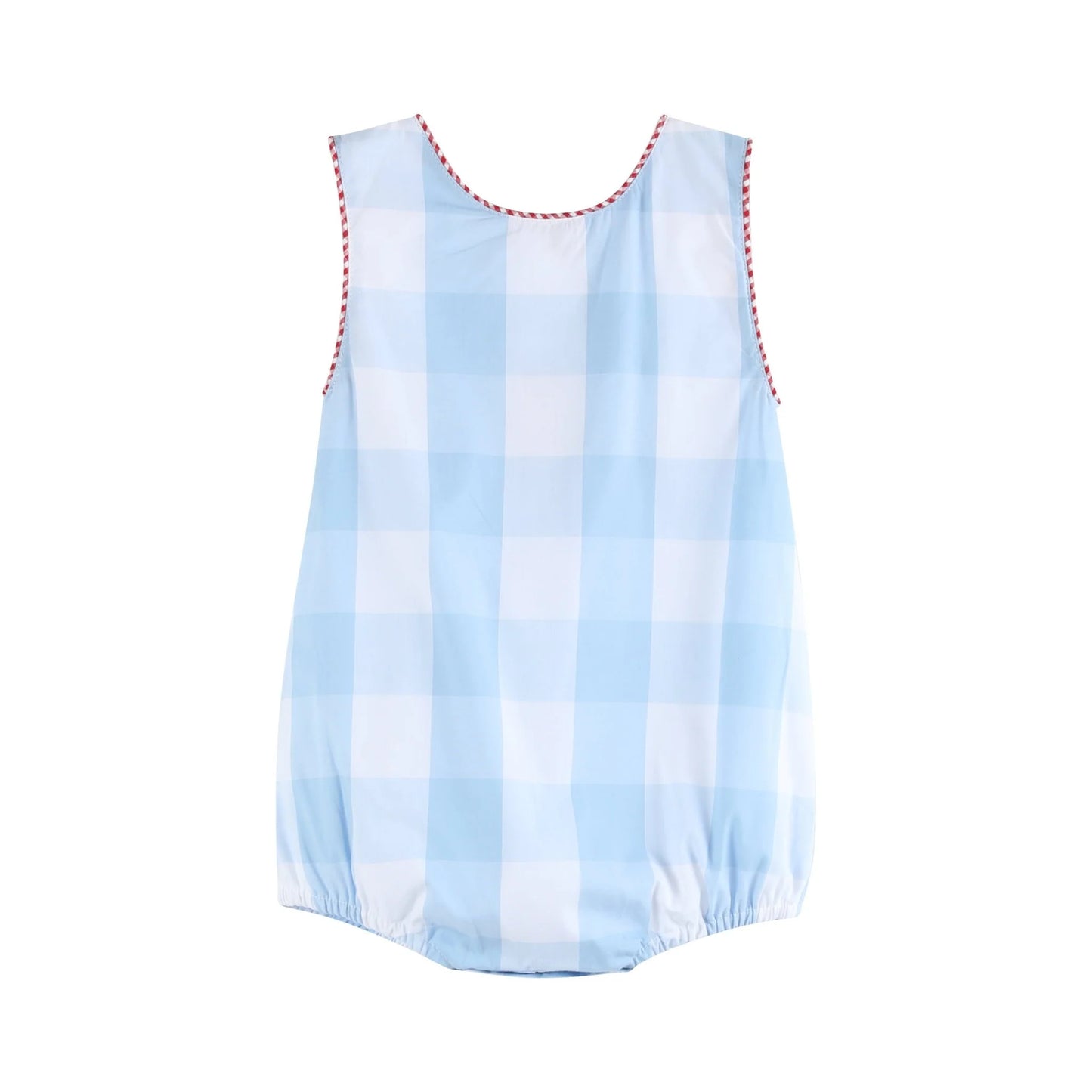 Light Blue Gingham American Flag Romper