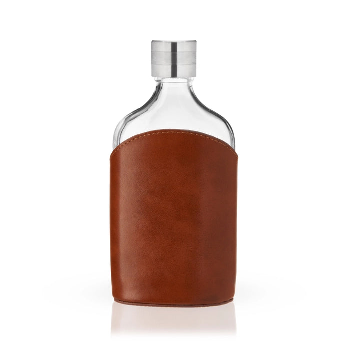 Admiral Vintage-Style Parker Leather-Wrapped Glass Flask