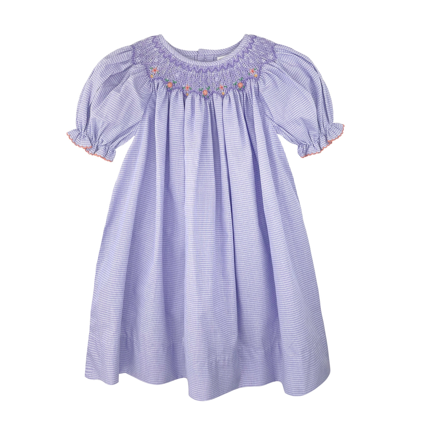Short Sleeve Dress with Floral Bishop Smocking