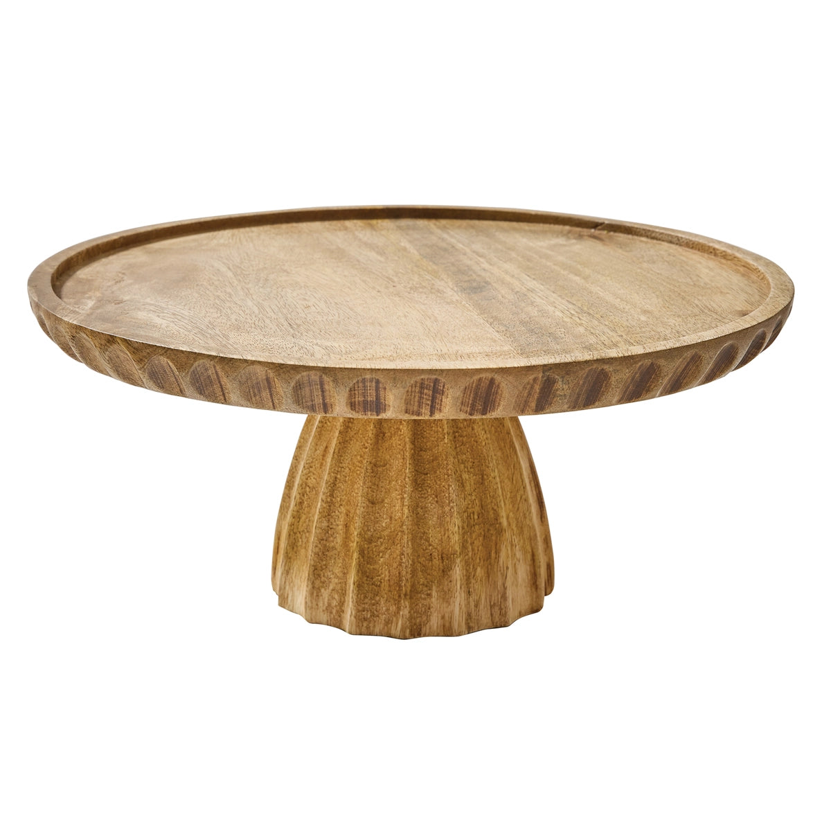 Fluted Wood Cake Stand