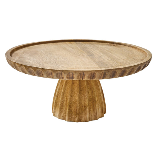 Fluted Wood Cake Stand