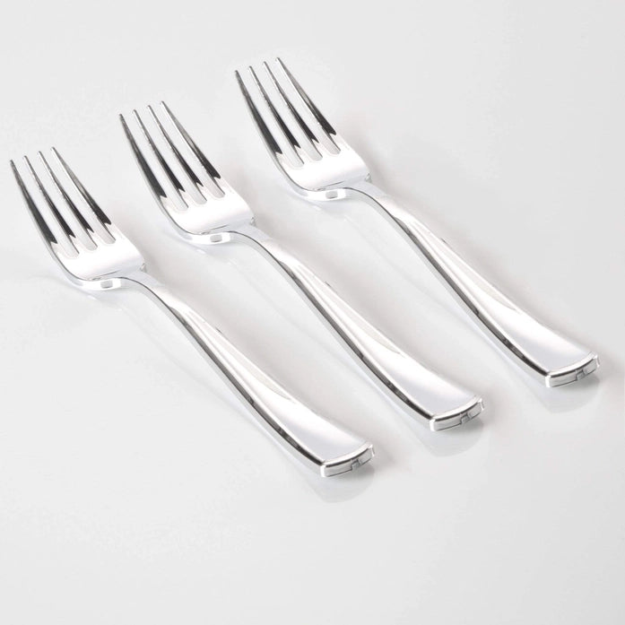 Classic Design Silver Plastic Forks