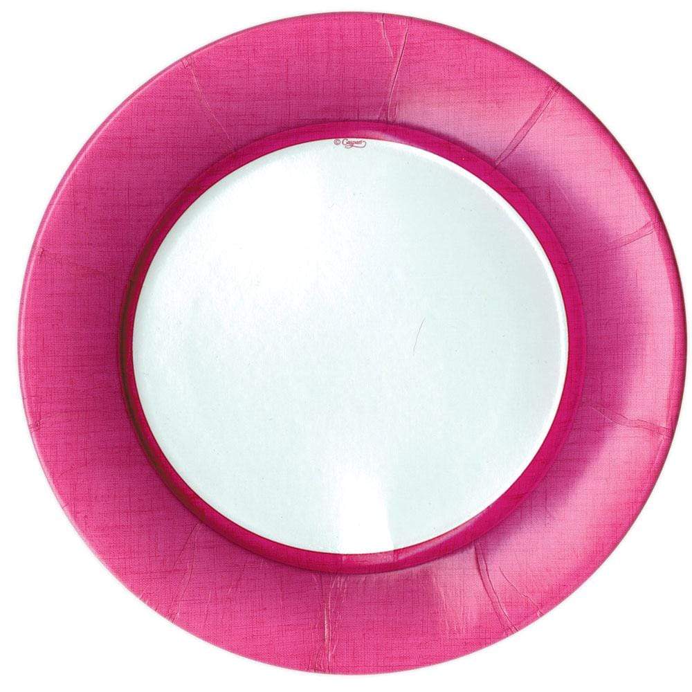 Fuchsia Linen Border Paper Dinner Plates