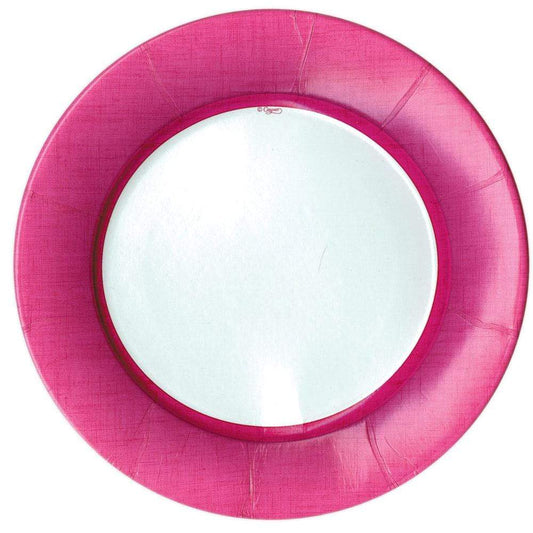 Fuchsia Linen Border Paper Dinner Plates