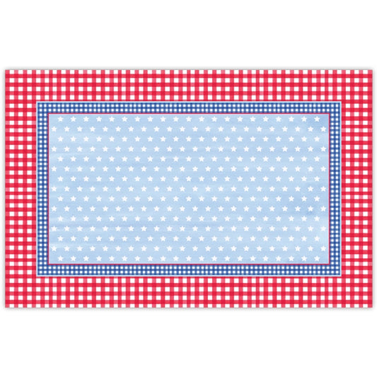 Red, White, & Blue Gingham Star Paper Placemats