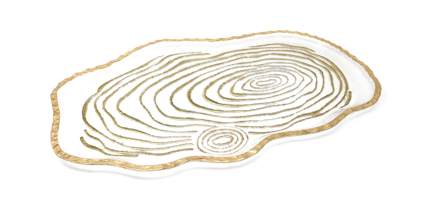 Gold Grained Glass Oval Tray