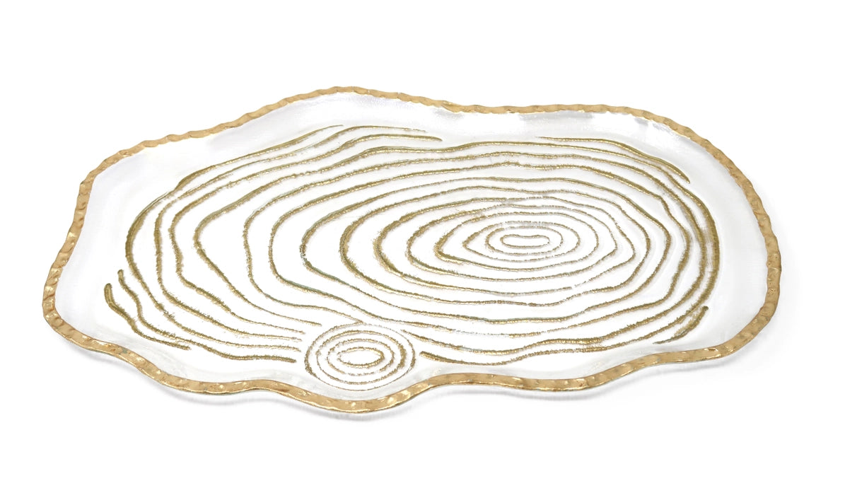 Gold Grained Glass Oval Tray