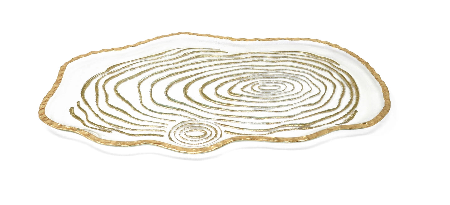 Gold Grained Glass Oval Tray