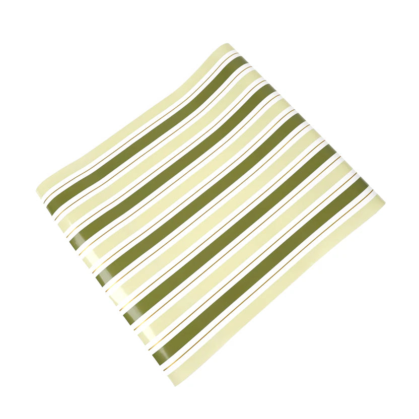 Green Striped Paper Table Runner
