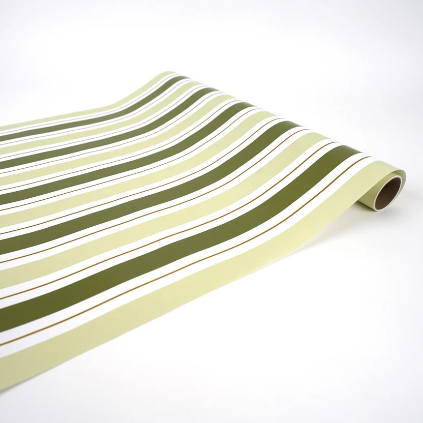 Green Striped Paper Table Runner