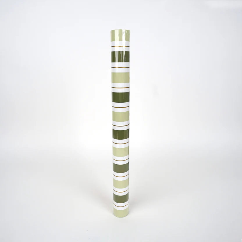 Green Striped Paper Table Runner