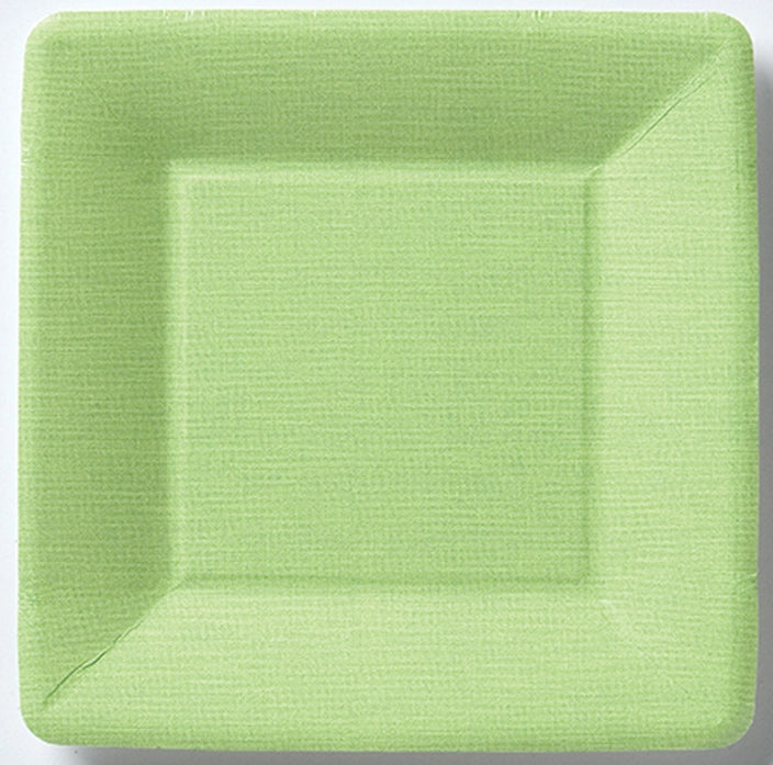 Classic Linen Green Square Paper Plates