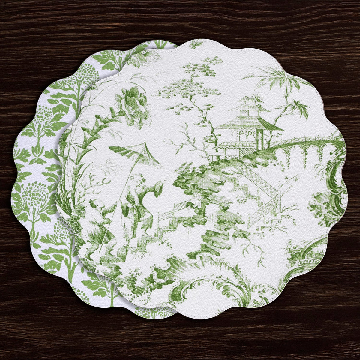 Vida Chinoiserie Reversible Round Placemats Set of 4