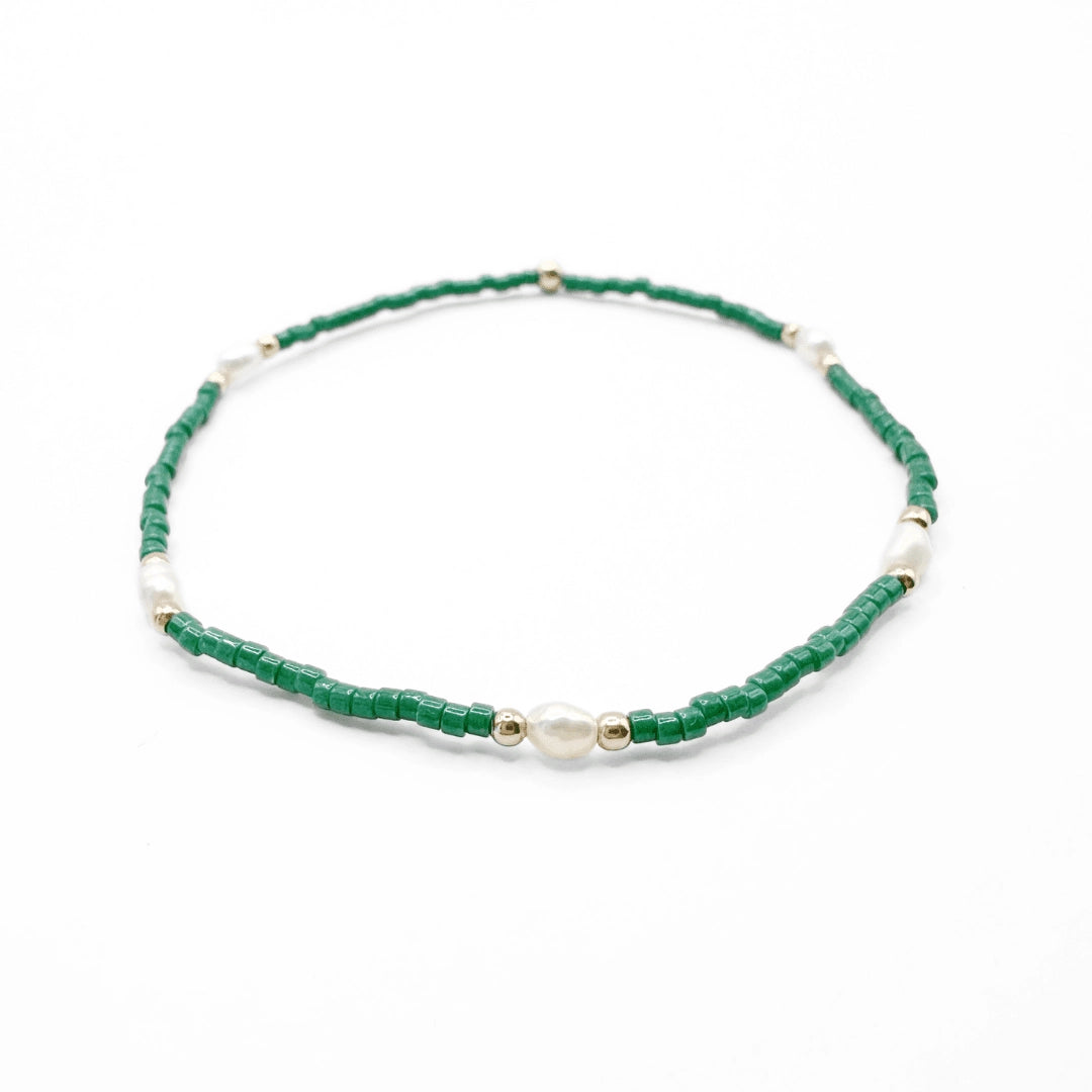 Game Day Pearl Green & Gold-Filled Waterproof Bracelet