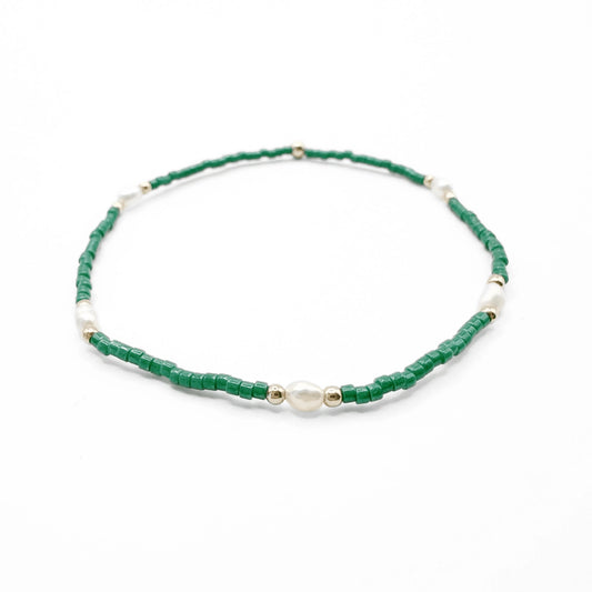 Game Day Pearl Green & Gold-Filled Waterproof Bracelet