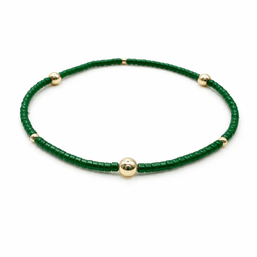Game Day Green & Gold Filled Bracelet