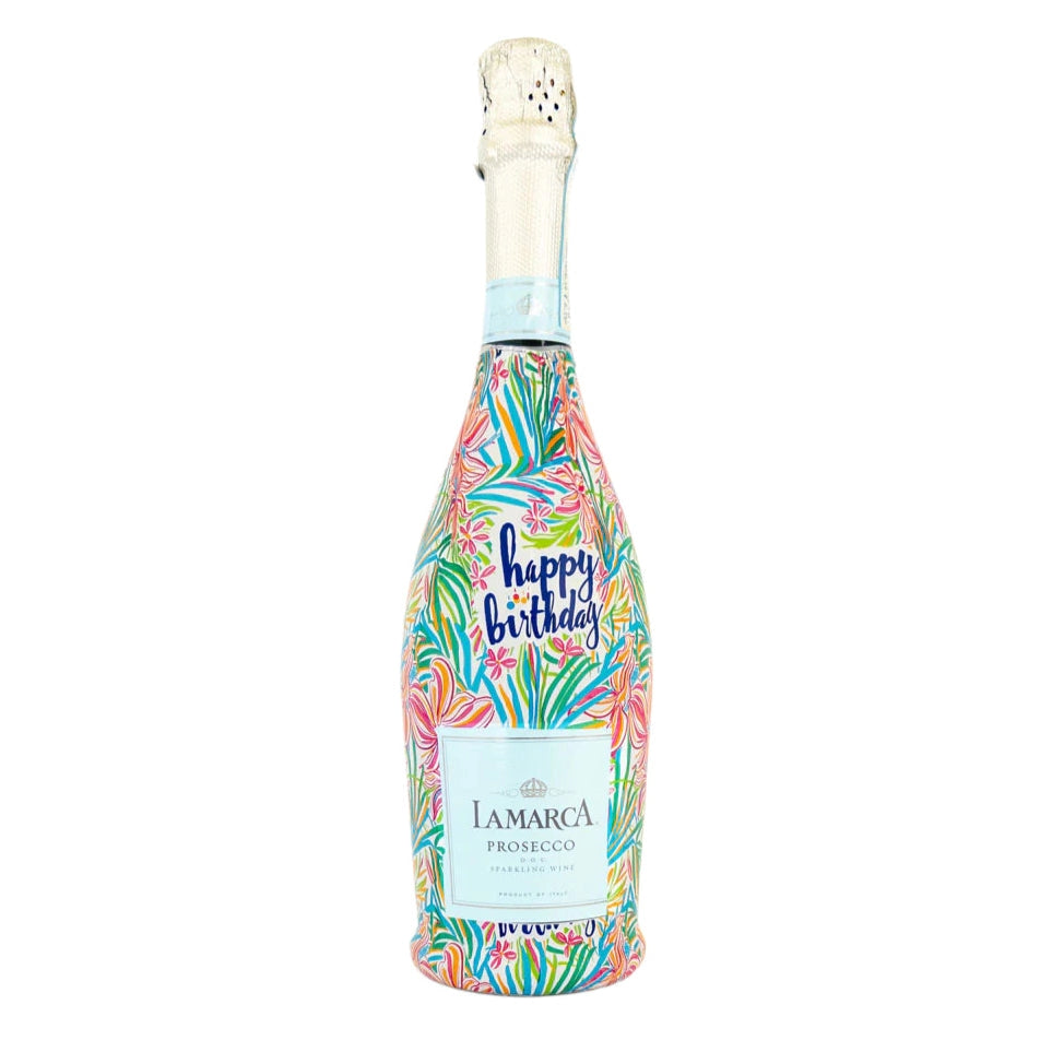 Beau Bottles Prosecco Wrap – Happy Birthday Floral