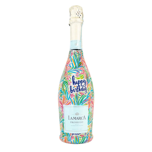 Beau Bottles Prosecco Wrap – Happy Birthday Floral