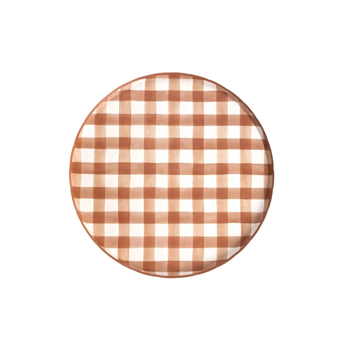 Harvest Brown Gingham Dinner Paper Plates