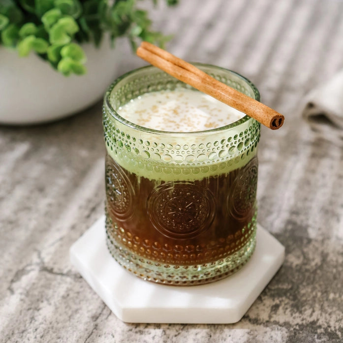 10 oz. Hobnail Beaded Floral Green Drinking Glass