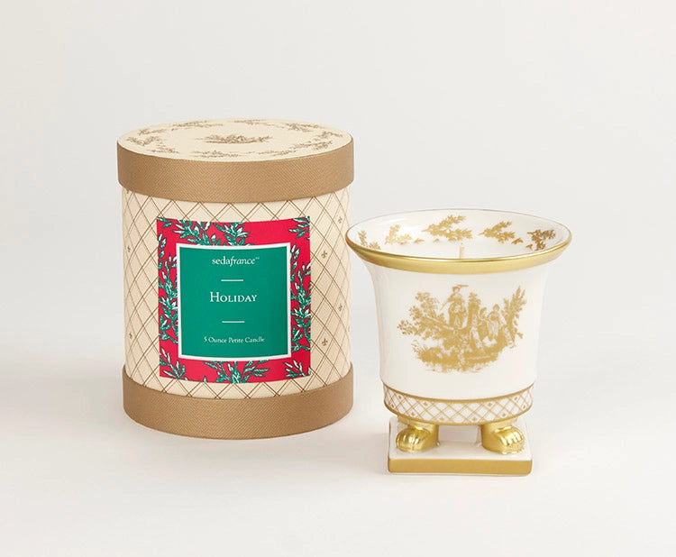 Holiday Classic Toile Petite Ceramic Candle